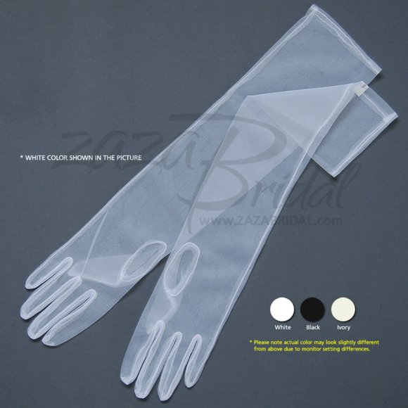 19.5″ Long Gorgeous Sheer Gloves Slip-on 12BL - Picture 3 of 3
